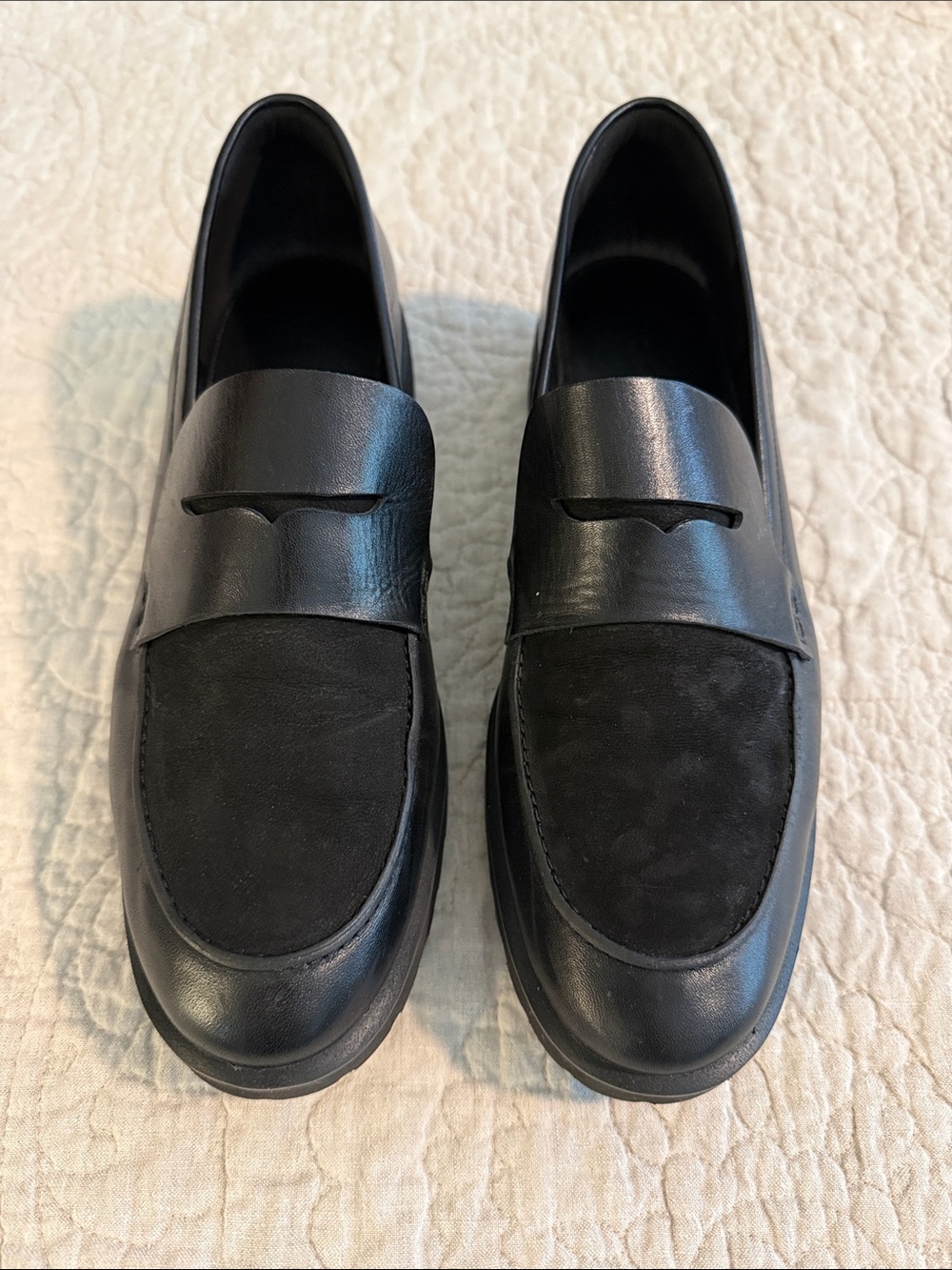 Cole Haan Woman’s Black Leather & Suede Penny Loafers